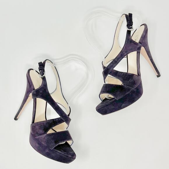 Prada Calzature Purple Donna Suede Strappy Heeled Platform Sandals EU 39.5 - Picture 1 of 10